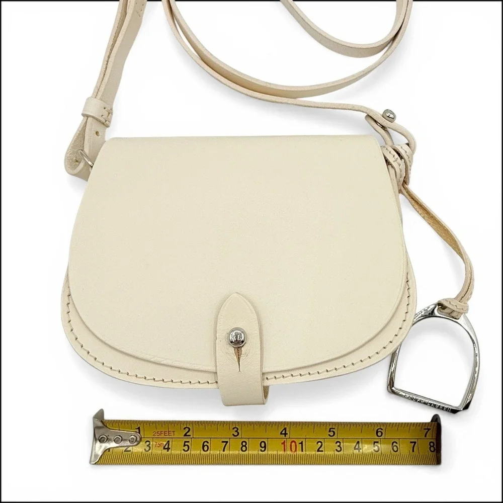 Ralph Lauren Collection Stirrup Mini Satchel Cream Leather Italy Equestrian Bag‎